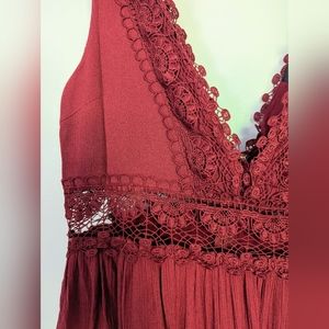 Forever 21 long, dark red color, lace decorated dress